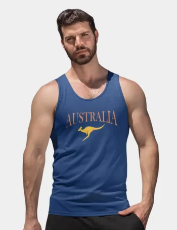 Kangaroo Embroidery Mens Singlet