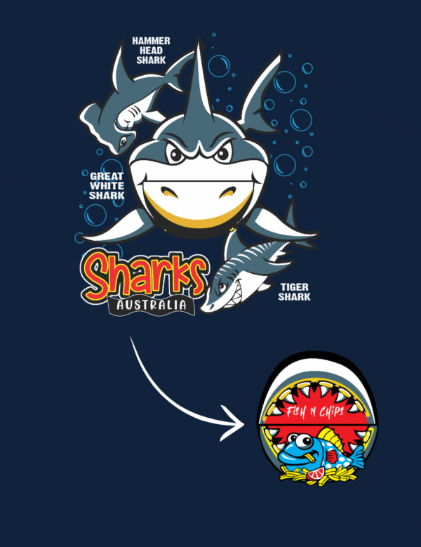 Hungry Shark Kids Flappy T-Shirt - Image 3