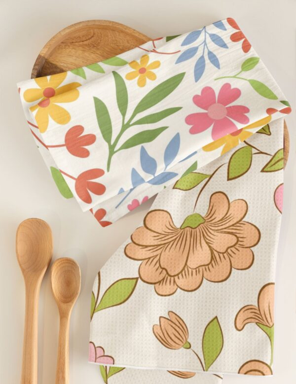 Flower Pattern Cotton Tea Towel - Image 4