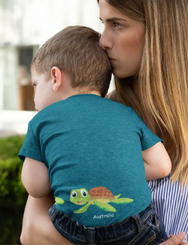 Wrap Around Turtles Kids T-Shirt - Image 3